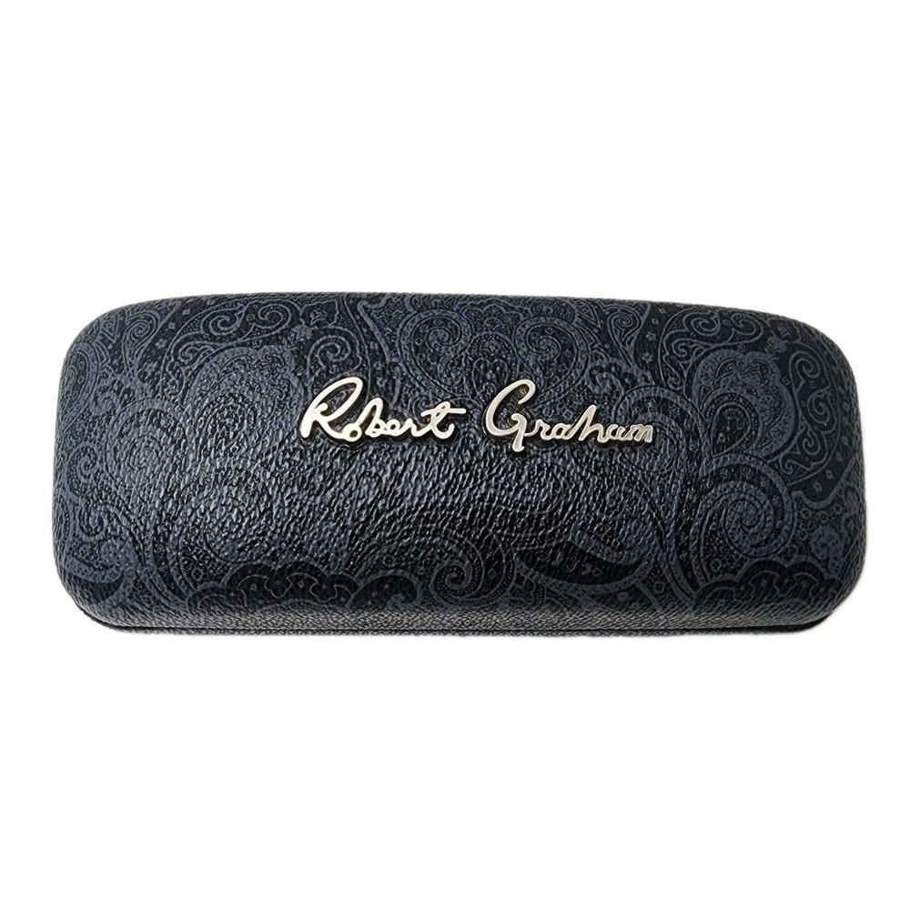 Robert Graham Hard Shell Eye Glasses Case floral Grey Pattern Red Inside W Quote